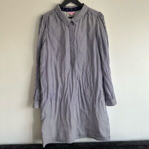 Lilly Pulitzer Nautical Striped Long Sleeve Shirt Dress 100% Cotton Size 14
